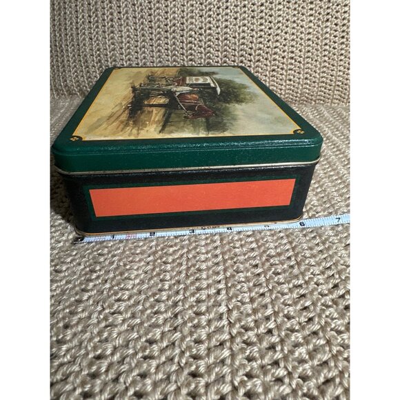 Vintage White Oak Market Tin Storage Box Nostalgic Horse Drawn Wagon Decor - Picture 10 of 10